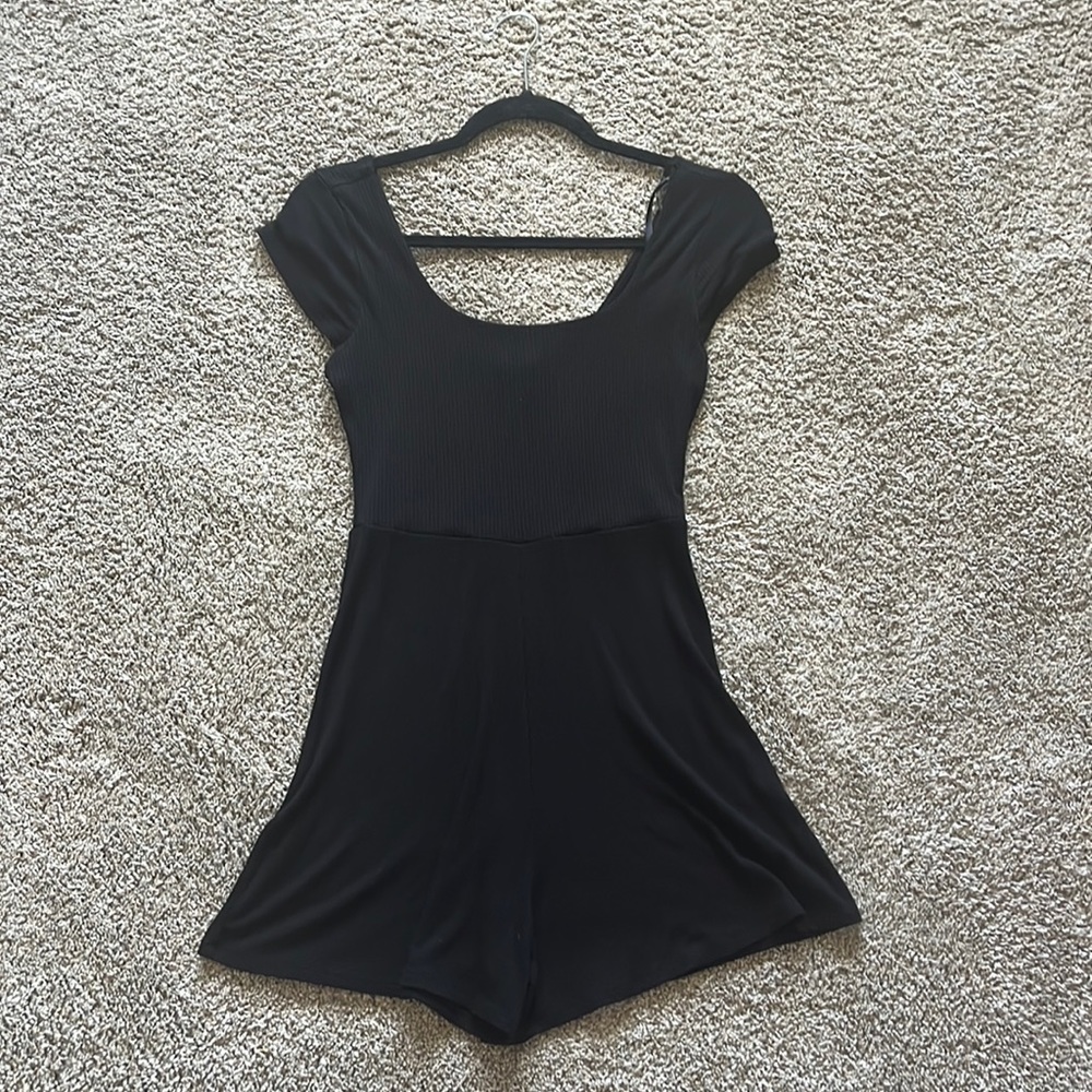 Papaya Black Ribbed Romper